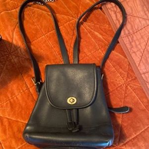 Vintage Coach Black Leather Backpack
